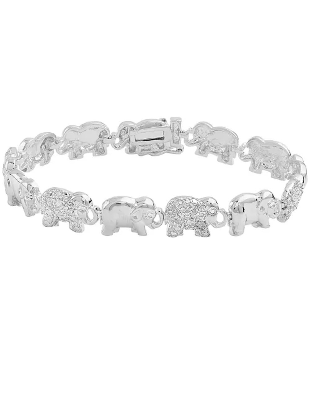 Macy's Diamond Accent Elephant Link Bracelet in Silver Plate